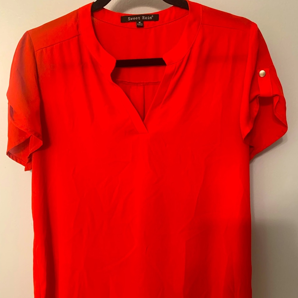 Women’s Sweet Rain Red Sheer Top Size Medium